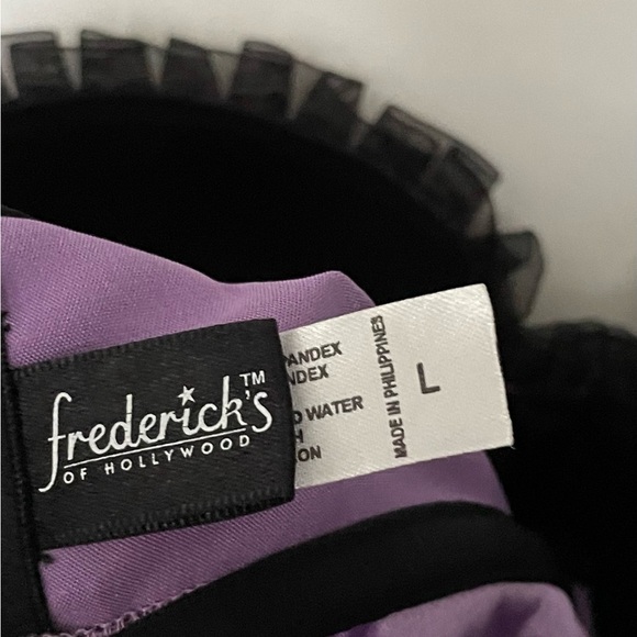 Frederick’s of Hollywood Purple & Black Satin Lace Corset top Large - Picture 2 of 10